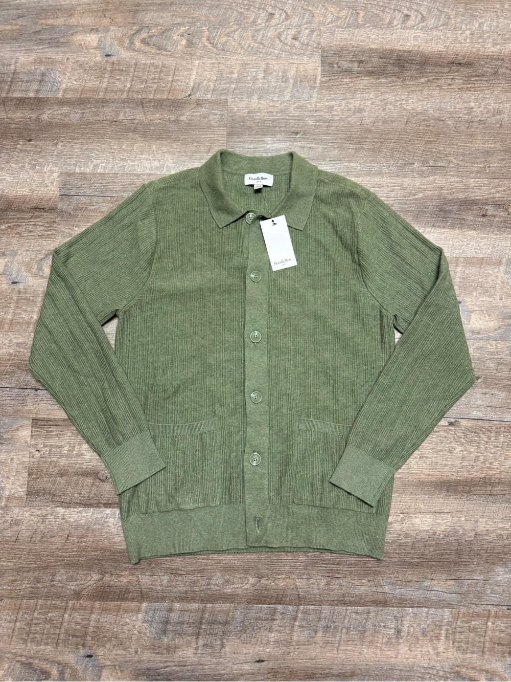 Goodfellow & Co Olive Green Lightweight Ribbed Button-Up Cardigan